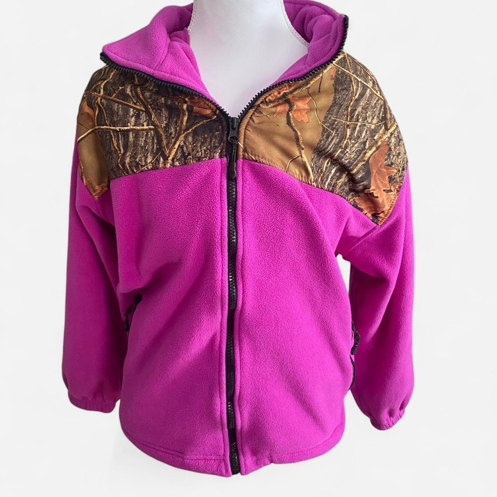 Hot Pink/Purple Fleece Zip-up With Camo Contrast Panels